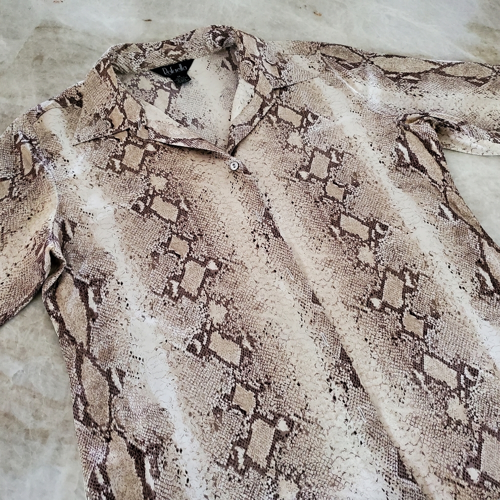 Snake print silk blouse size 14 - Picture 2 of 9